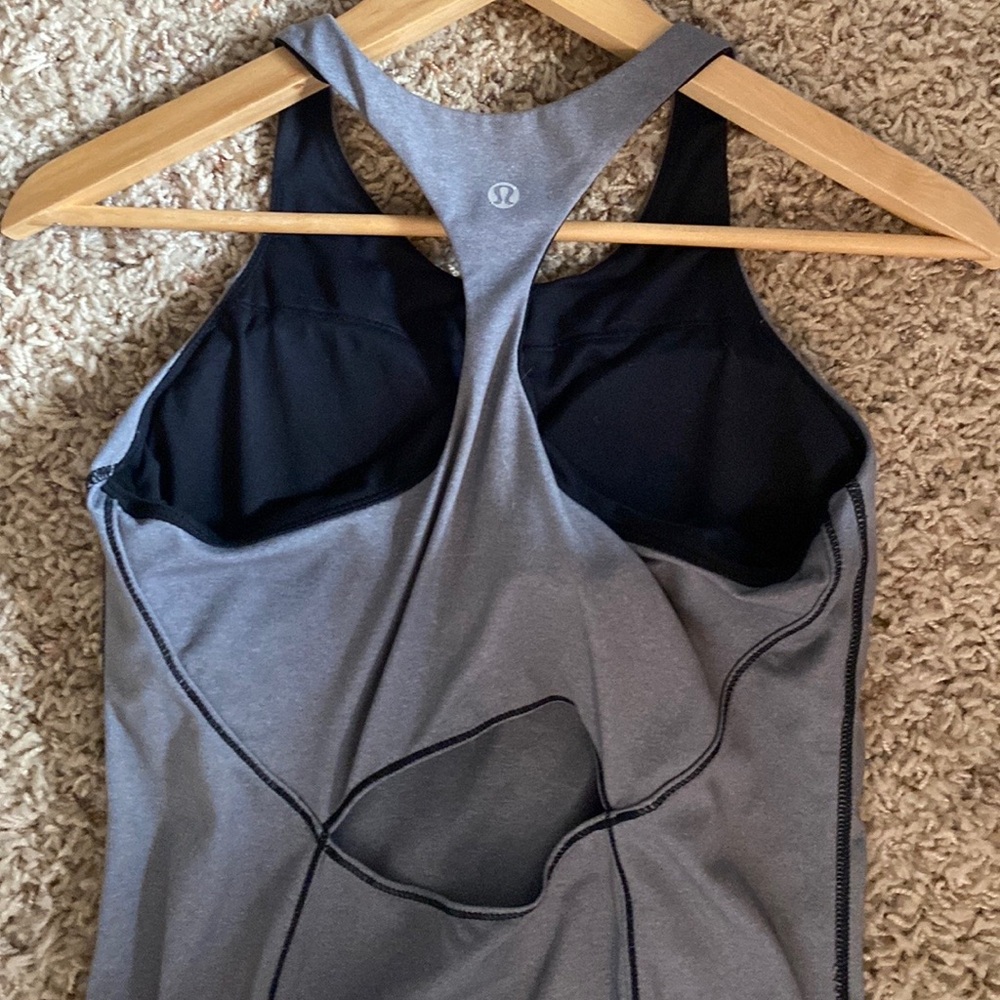 Lululemon Open-Back Training Tank Top Gray Workout Gym Sporty Yoga